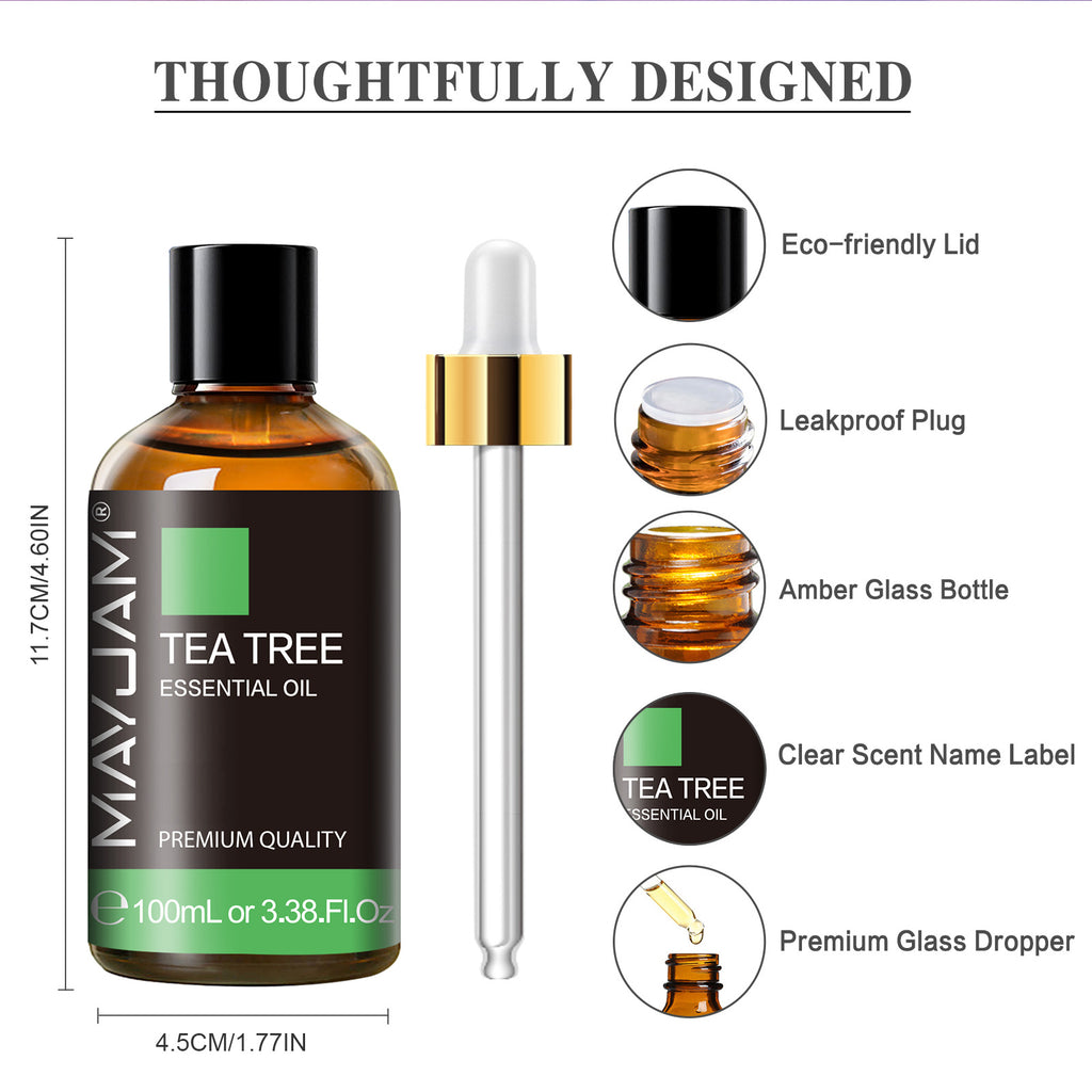 MAYJAM Tea Tree Essential Oil, 100% Pure and Natural, Perfect for Diffusers, Home Care, Candle Making Scent - 100ML