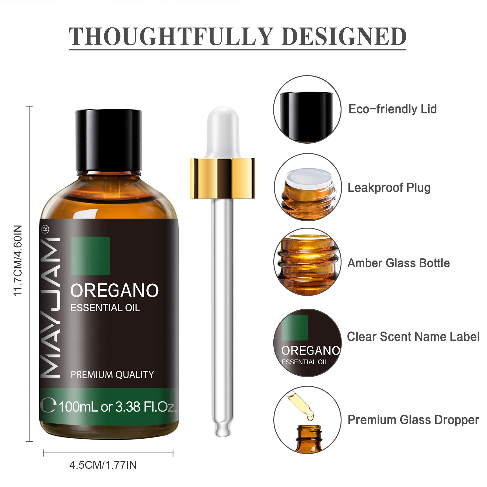 MAYJAM Oregano Essential Oil for Diffuser and Aromatherapy, Skin Massage, Candle and Soap Making, 100ml