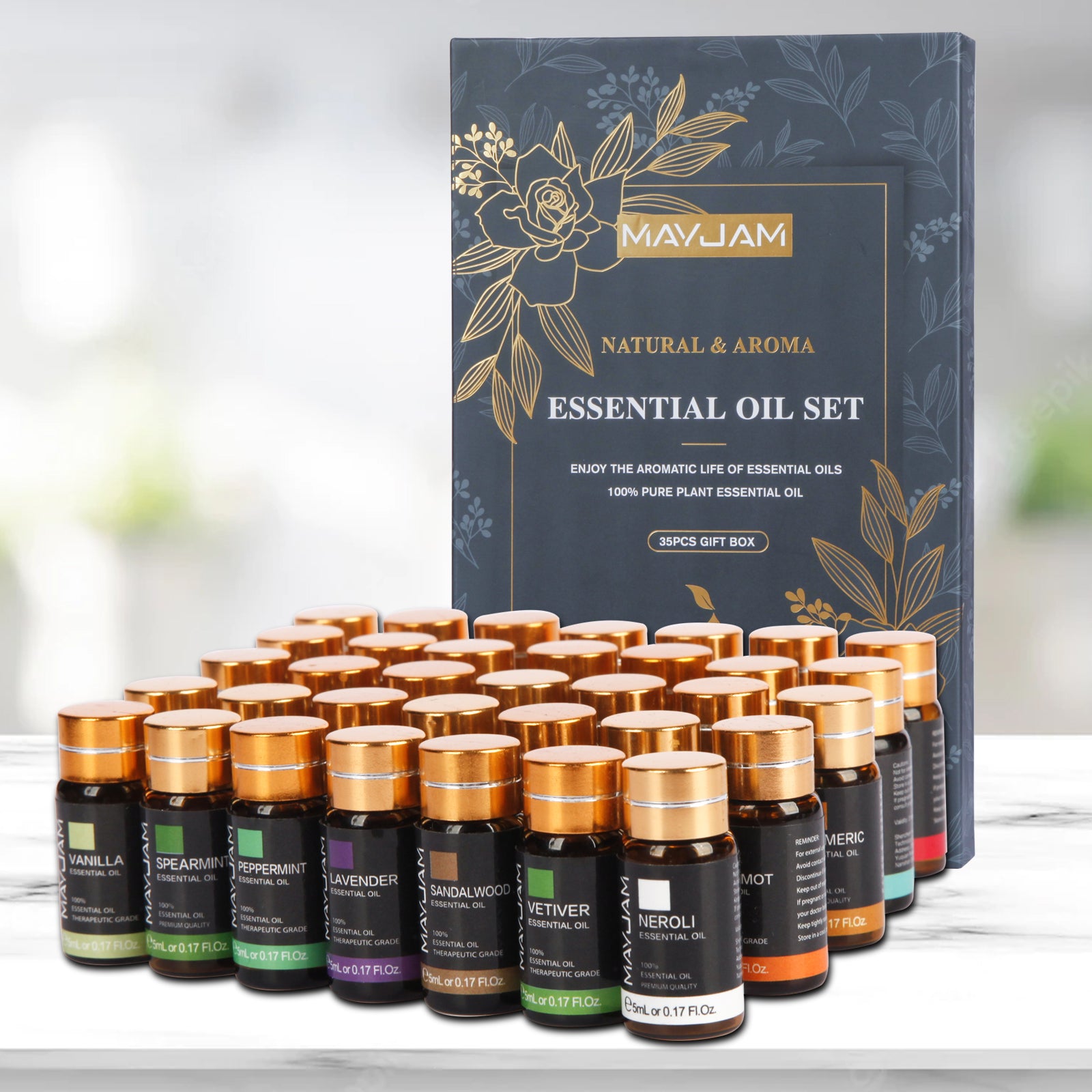 MAYJAM 35x5ml Essential Oils Set, Pure Natural Essential Oils for Diffusers, Humidifiers, Massages, Aromatherapy, Candle Making, Skin & Hair Care