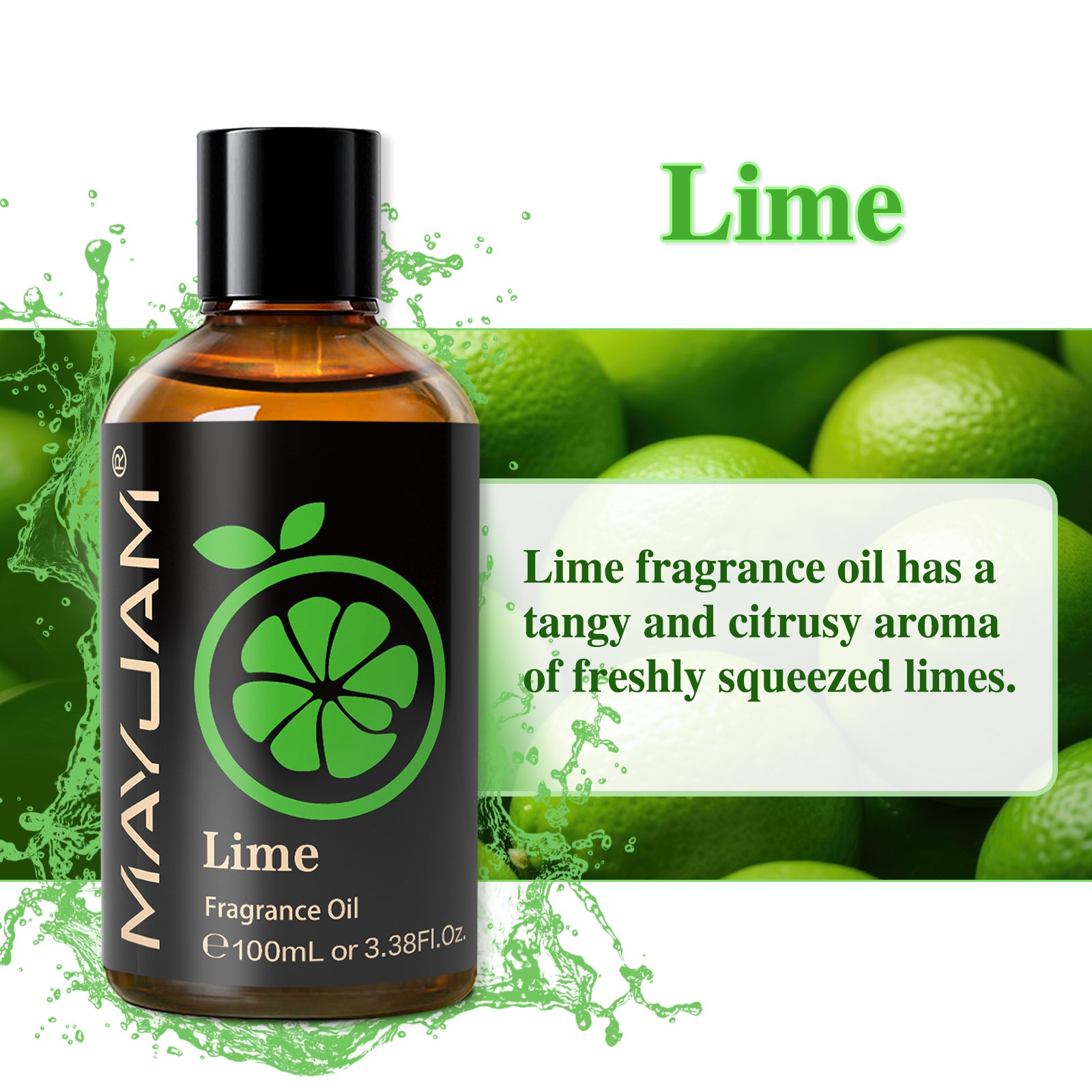 MAYJAM Lime Fragrance Oils Lime Scented Oil for Soap Making, Candle Making, Diffuser, 3.38 Fl Oz