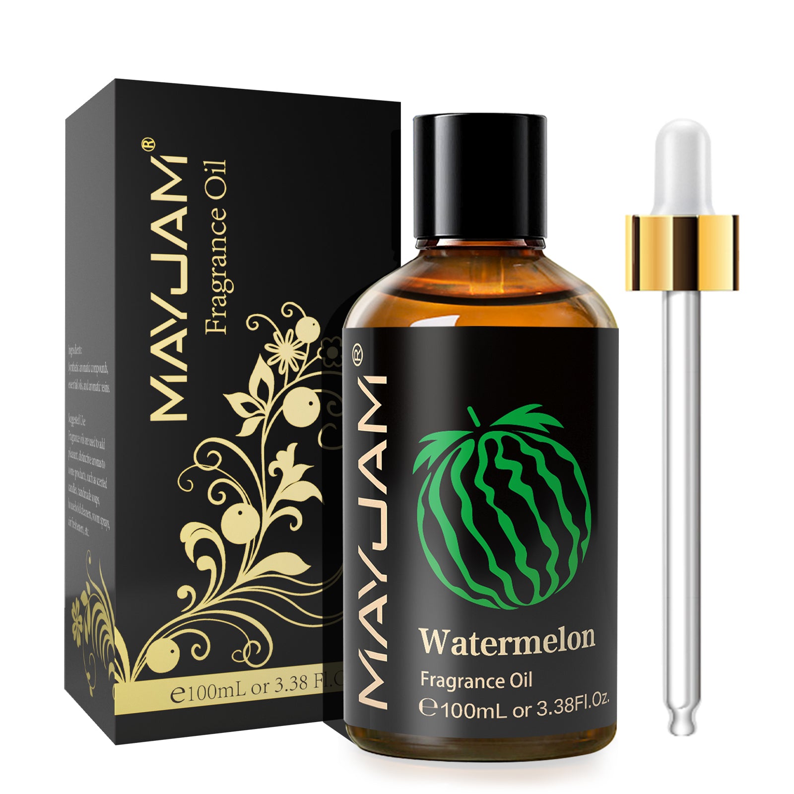 MAYJAM Watermelon Fragrance Oil (100ml) for Perfume, Diffusers, Soap Making, Candles, Lotion, Home Scents, Linen Spray, Bath Bombs