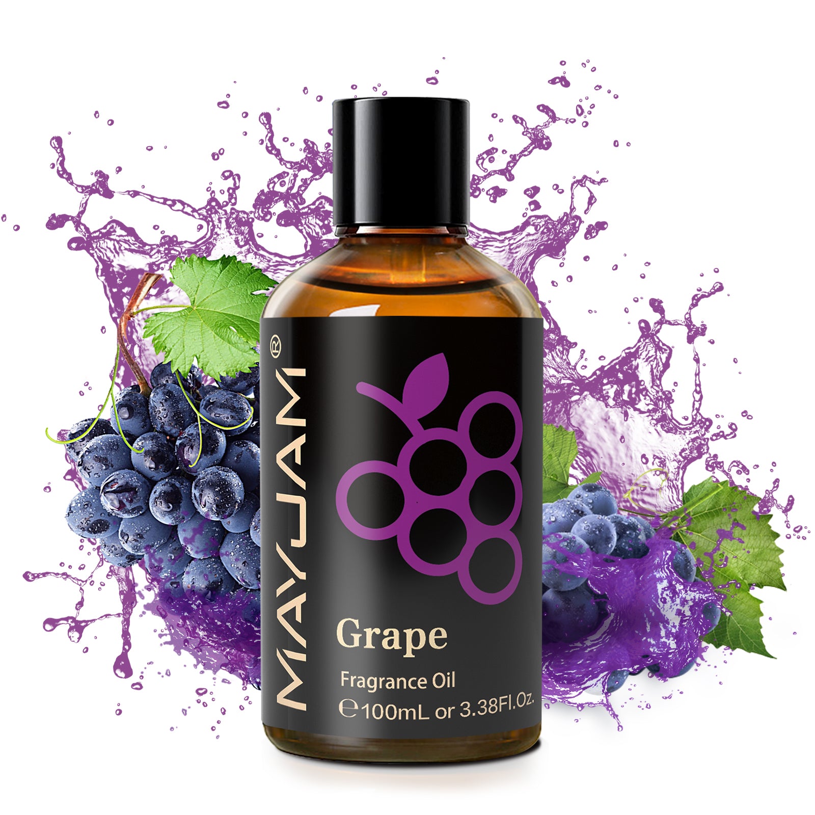 MAYJAM 100ML/3.38FL.OZ Grape Fragrance Oil Pure Oganic Plant Grade Natrual Oil for Diffuser, Cleaning, Home, Perfumes, Humidifier,Soap, Candles