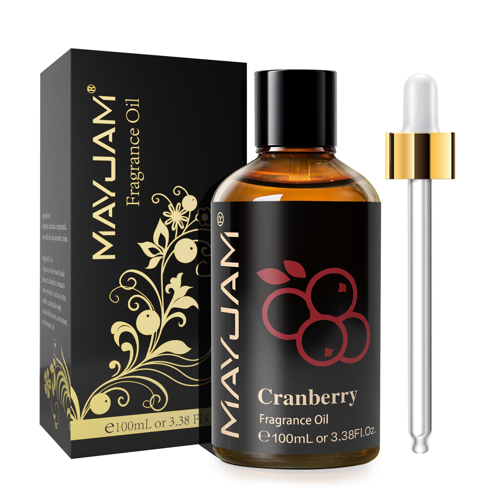 MAYJAM 100ML Cranberry Fragrance Oils for Reed Diffuser Home Fragrance for Bedroom, Bathroom Home Decor, Perfume, Essential Oil for Candle Making