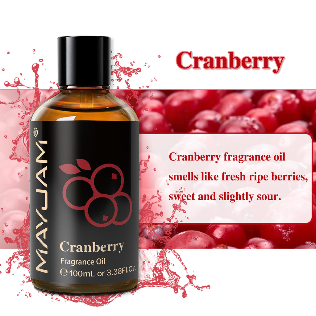 Cranberry Fragrance Oil, Premium Cranberry Perfume Oil for Humidifier, DIY Candle & Soap Making Scent, Aromatherapy Diffuser Oils Set (100ML)